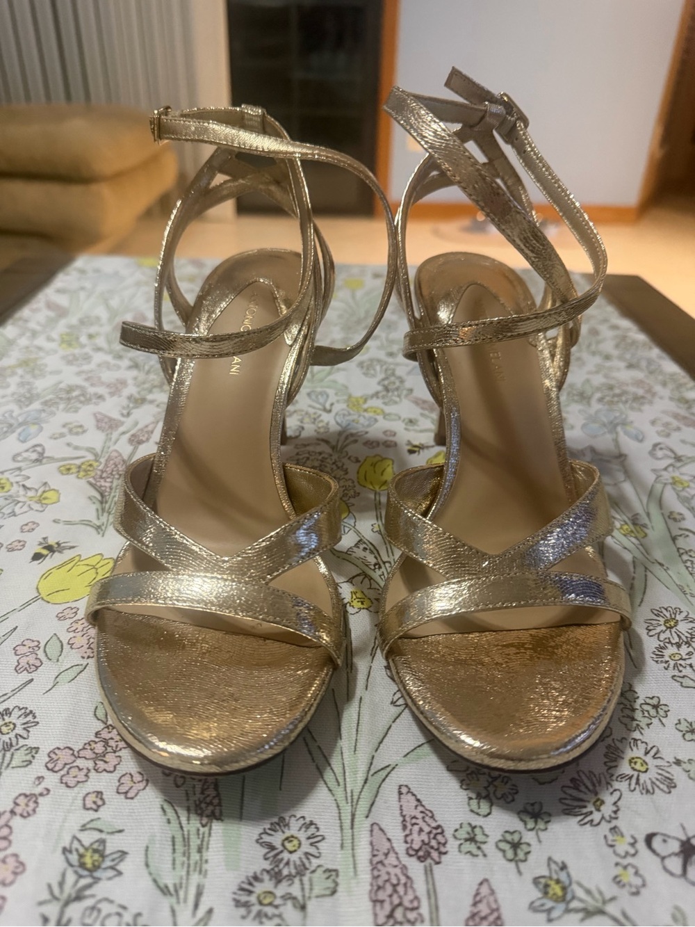 Metallic Gold Strappy High Heel Sandals - Antonio Melani